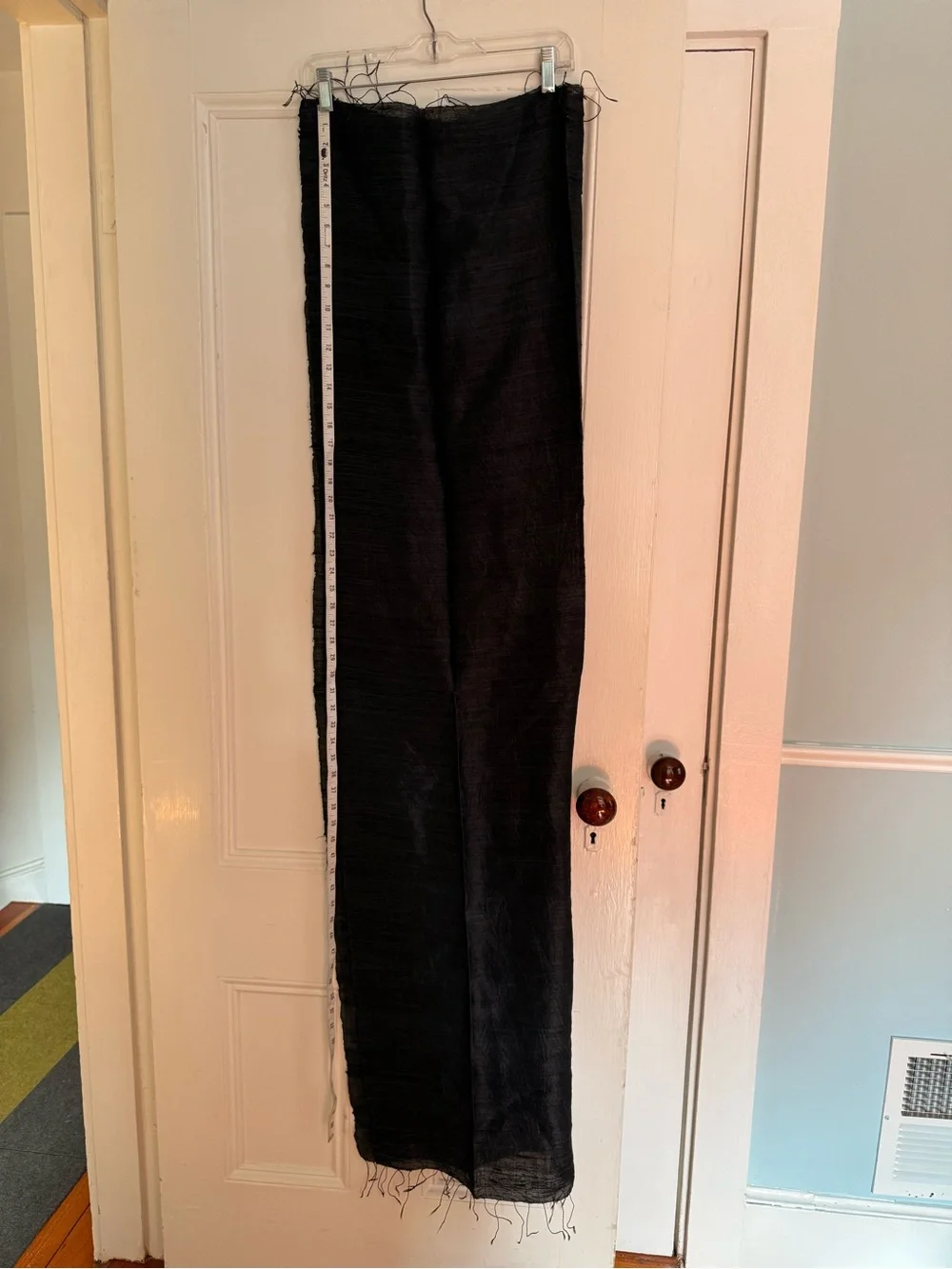 NWT Black Raw Silk Shawl Wrap Scarf